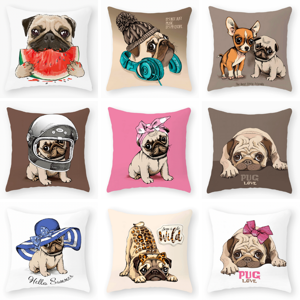 Decorative Pug Cushion Covers