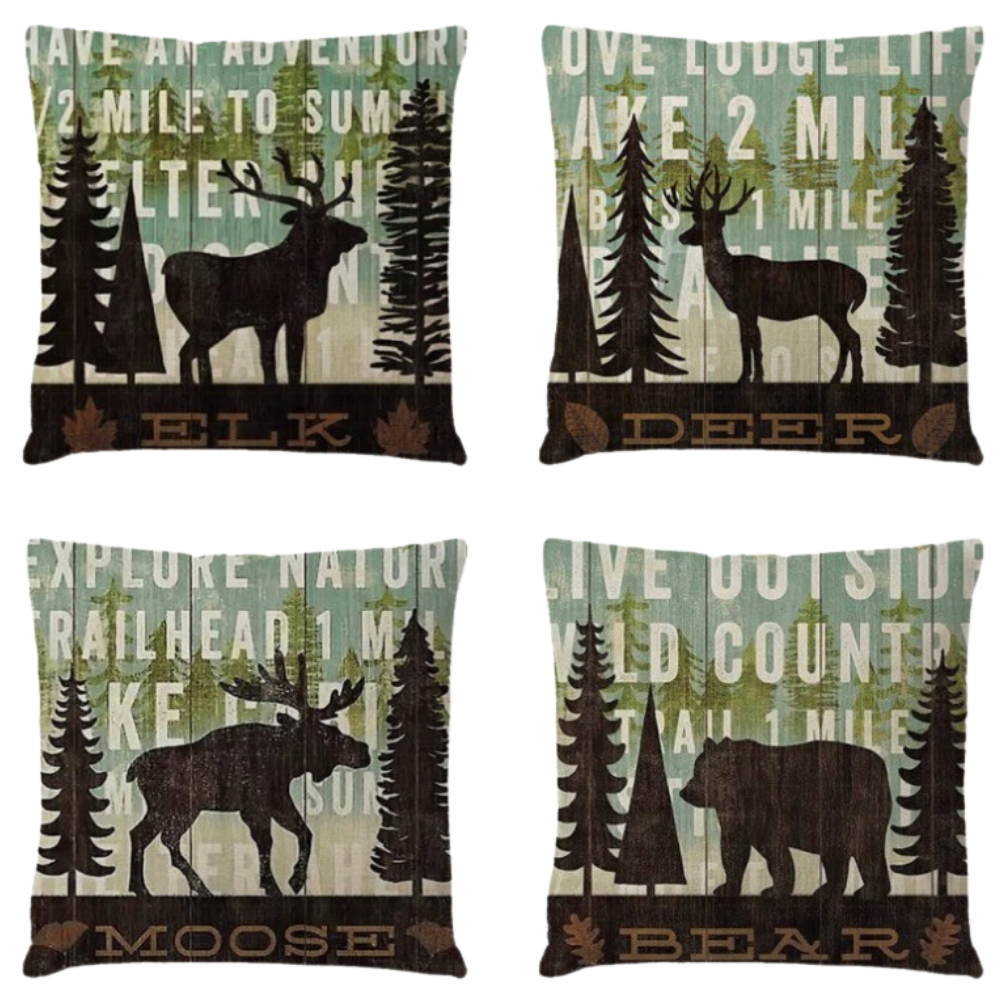 Majestic Forest Animals Linen Cushion Covers