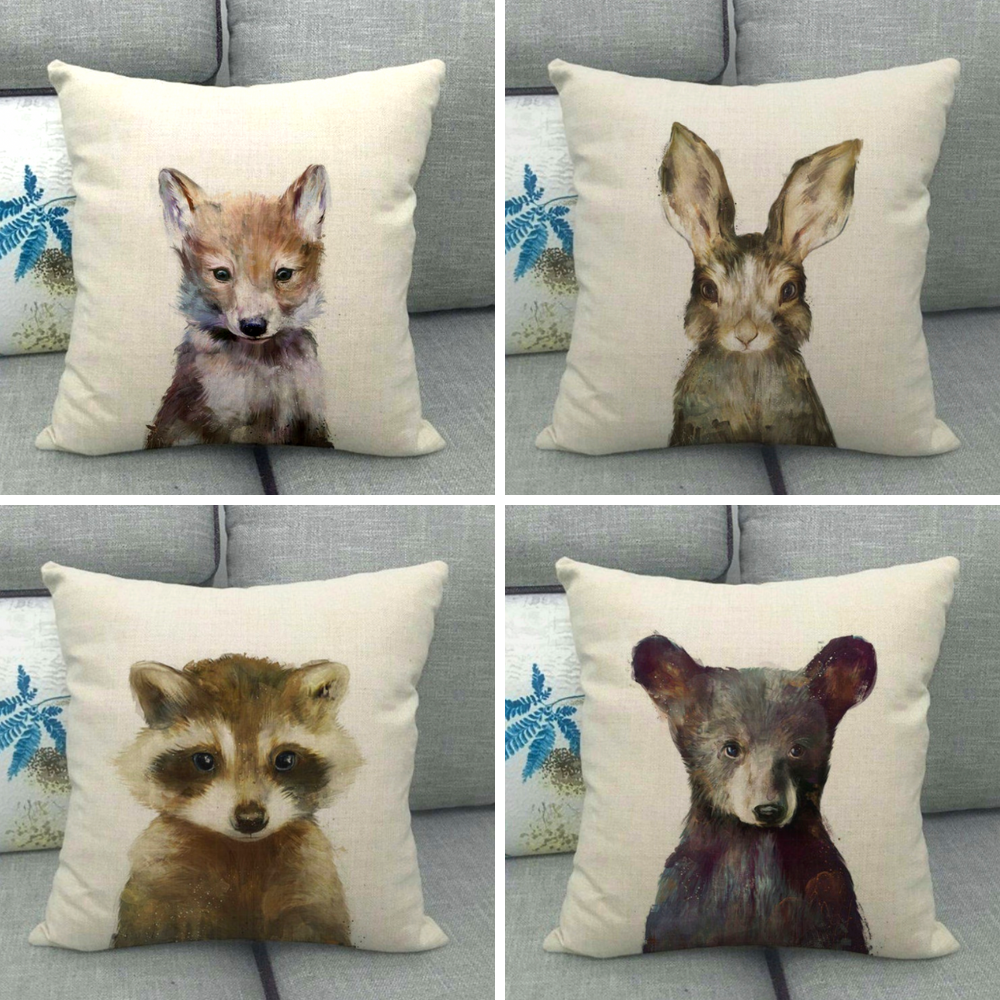 Baby Animal Watercolor Pillow Covers