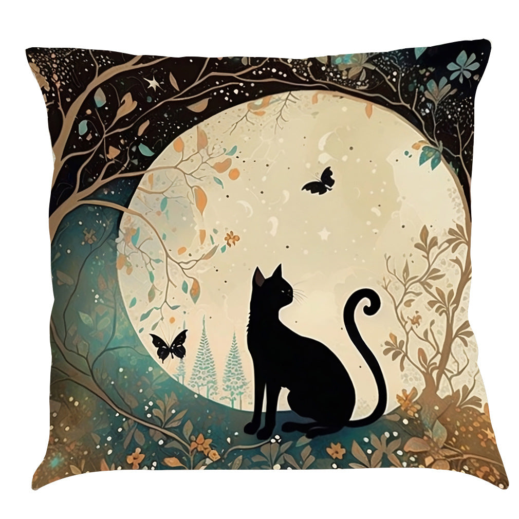 Mid-Century The Black Cat Cushion Cover
