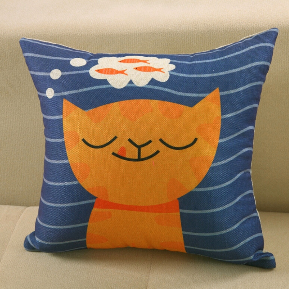 Adorable Kitty Printed Cushion Cover