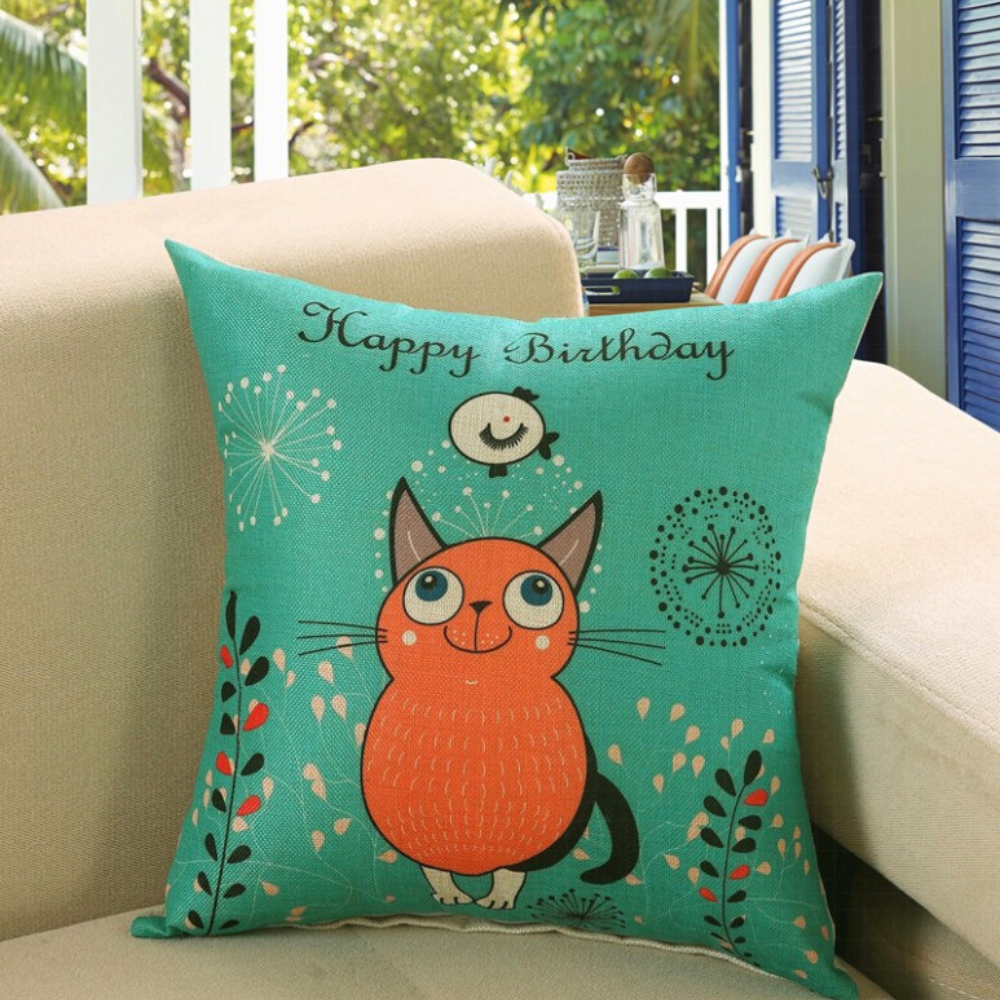 Adorable Kitty Printed Cushion Cover