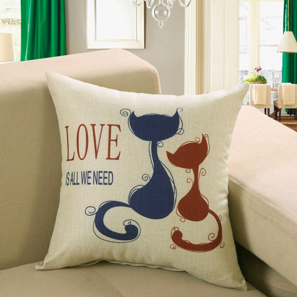 Adorable Kitty Printed Cushion Cover