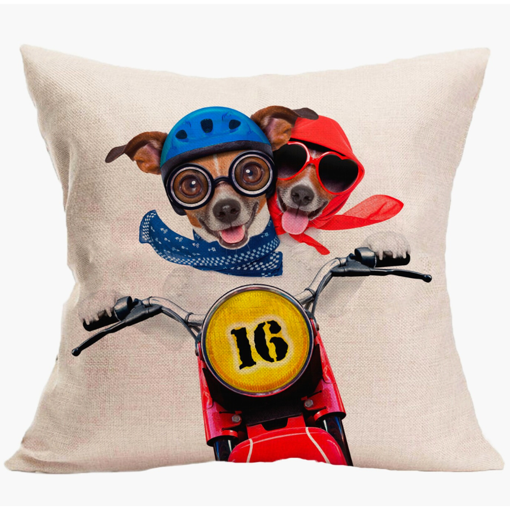 Dope Dog Motorcycling Cushion Cover