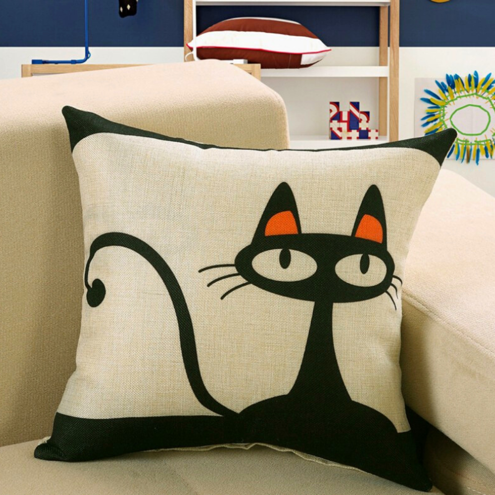 Adorable Kitty Printed Cushion Cover