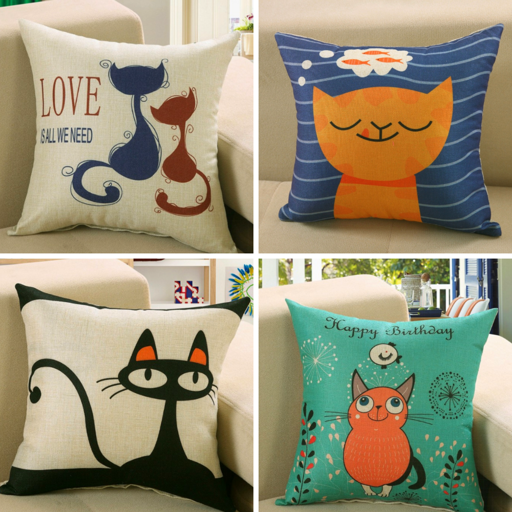 Adorable Kitty Printed Cushion Cover