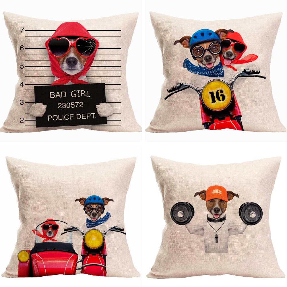 Dope Dog Motorcycling Cushion Cover