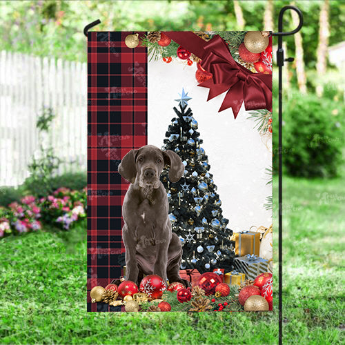 Great Dane Flag Sitting In Front Of The Christmas Tree