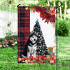 Husky Flag Sitting In Front Of The Christmas Tree