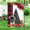 Pekingese Flag Sitting In Front Of The Christmas Tree