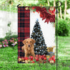 Fox Red Labrador Flag Sitting In Front Of The Christmas Tree