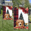 Cavapoo Flag Sitting In Front Of The Christmas Tree