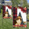 Rough Collie Flag Sitting In Front Of The Christmas Tree