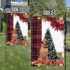 Red Labrador Flag Sitting In Front Of The Christmas Tree