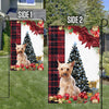 Yorkshire Terrier Flag Sitting In Front Of The Christmas Tree