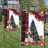 Basset Hound Flag Sitting In Front Of The Christmas Tree