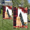 Golden Doodle Flag Sitting In Front Of The Christmas Tree