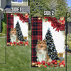 Sheltie Flag Sitting In Front Of The Christmas Tree