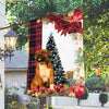 Staffie Flag Sitting In Front Of The Christmas Tree