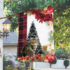 American Bobtail Cat Flag Sitting In Front Of The Christmas Tree