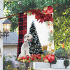 Bedlington Flag Sitting In Front Of The Christmas Tree