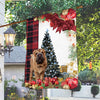 Shar Pei Flag Sitting In Front Of The Christmas Tree