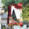 Corgi Flag Sitting In Front Of The Christmas Tree