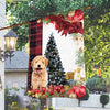 Poodle Flag Sitting In Front Of The Christmas Tree