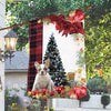 Frenchie Flag Sitting In Front Of The Christmas Tree