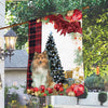 Sheltie Flag Sitting In Front Of The Christmas Tree