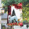 White German Shepherd Flag Sitting In Front Of The Christmas Tree