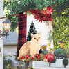 Munchkin Cat Flag Sitting In Front Of The Christmas Tree