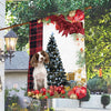 English Springer Spaniel Flag Sitting In Front Of The Christmas Tree