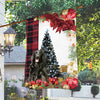 Flat Coat Retriever Flag Sitting In Front Of The Christmas Tree