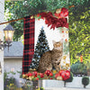 Savannah Cat Flag Sitting In Front Of The Christmas Tree