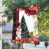 Border Collie Flag Sitting In Front Of The Christmas Tree