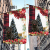 Black Labradoodle Flag Sitting In Front Of The Christmas Tree