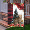 Savannah Cat Flag Sitting In Front Of The Christmas Tree