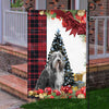 Bearded Collie Flag Sitting In Front Of The Christmas Tree