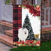 Japanese Spitz Flag Sitting In Front Of The Christmas Tree