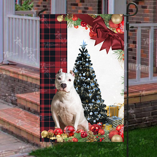 American Bully Flag Sitting In Front Of The Christmas Tree