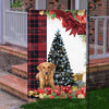 Fox Red Labrador Flag Sitting In Front Of The Christmas Tree