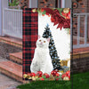 Selkirk Rex Cat Flag Sitting In Front Of The Christmas Tree