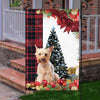 Yorkshire Terrier Flag Sitting In Front Of The Christmas Tree