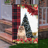 American Curl Cat Flag Sitting In Front Of The Christmas Tree