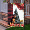 Rottweiler Flag Sitting In Front Of The Christmas Tree