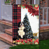 Bernese Mountain Flag Sitting In Front Of The Christmas Tree