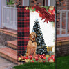 Red Labrador Flag Sitting In Front Of The Christmas Tree