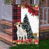 Jack Russel Terrier Flag Sitting In Front Of The Christmas Tree