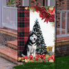 Husky Flag Sitting In Front Of The Christmas Tree